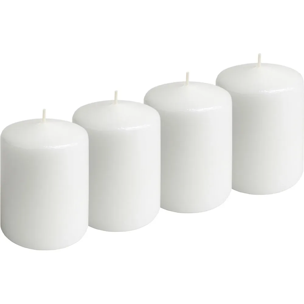4er-Set Stumpenkerze Weiss, Ø 6 x 8 cm