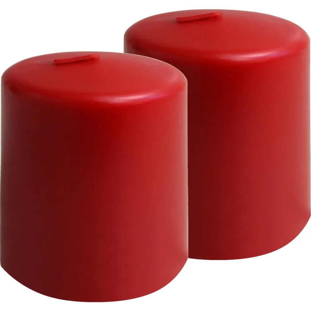 2er-Set Stumpenkerze Rot, Ø 7 x 10 cm
