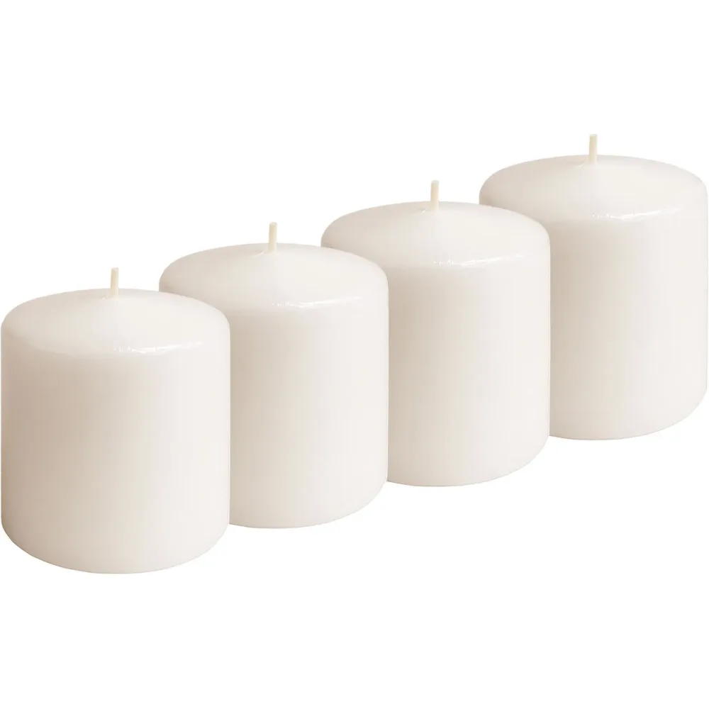 4er-Set Stumpenkerze Creme, Ø 7 x 10 cm