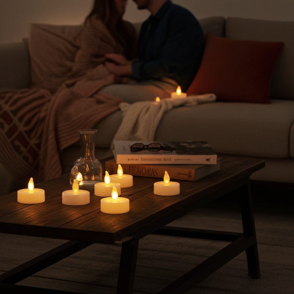 8er-Set XL LED Teelichter mit Timer & Flackereffekt, warmweiss, Ø 5,8cm
