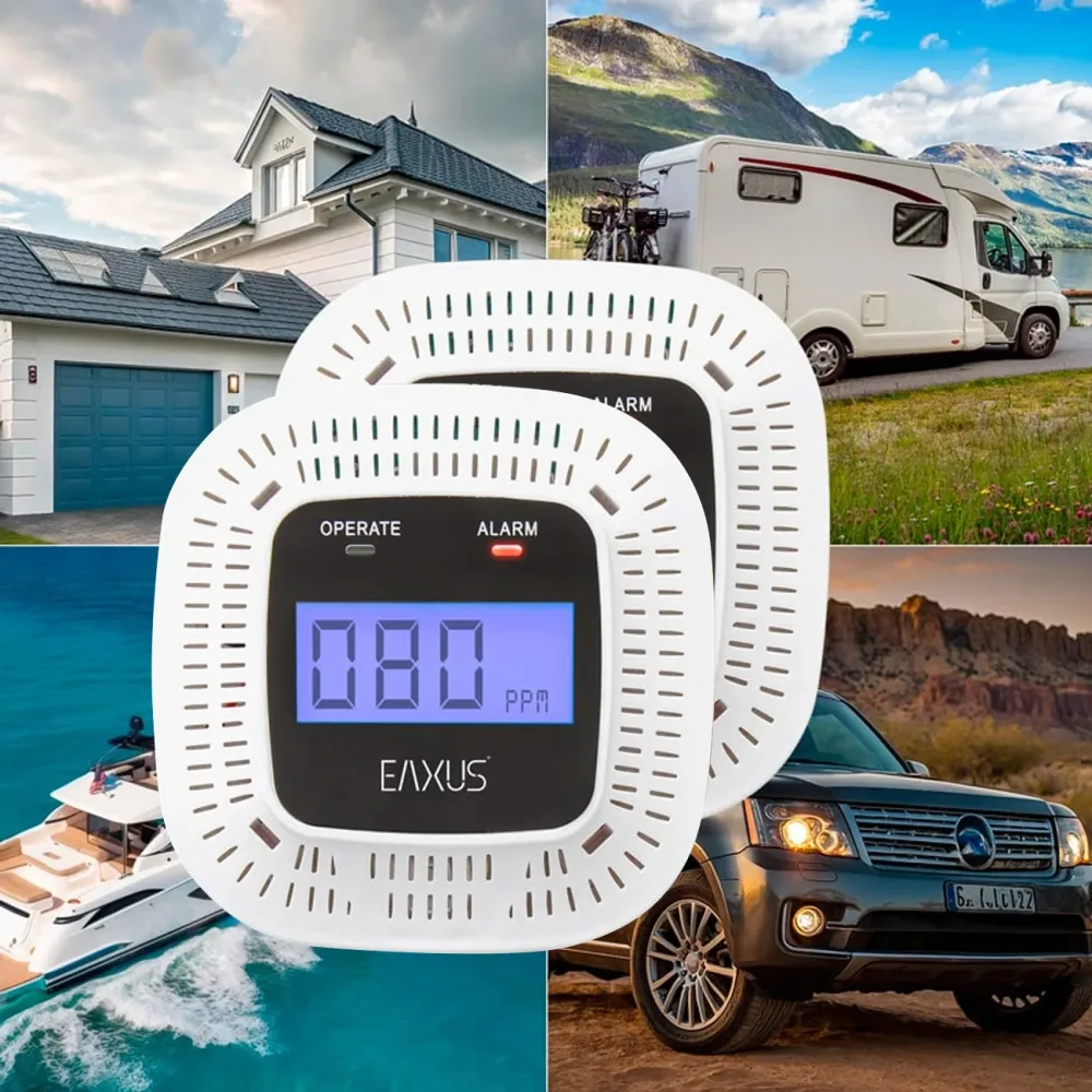 2er-Set Kohlenmonoxid-Detektor, Mini, CO-Melder mit 70 dB Alarm