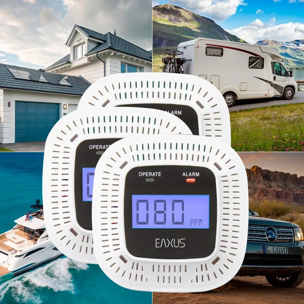 3er-Set Kohlenmonoxid-Detektor, Mini, CO-Melder mit 70 dB Alarm