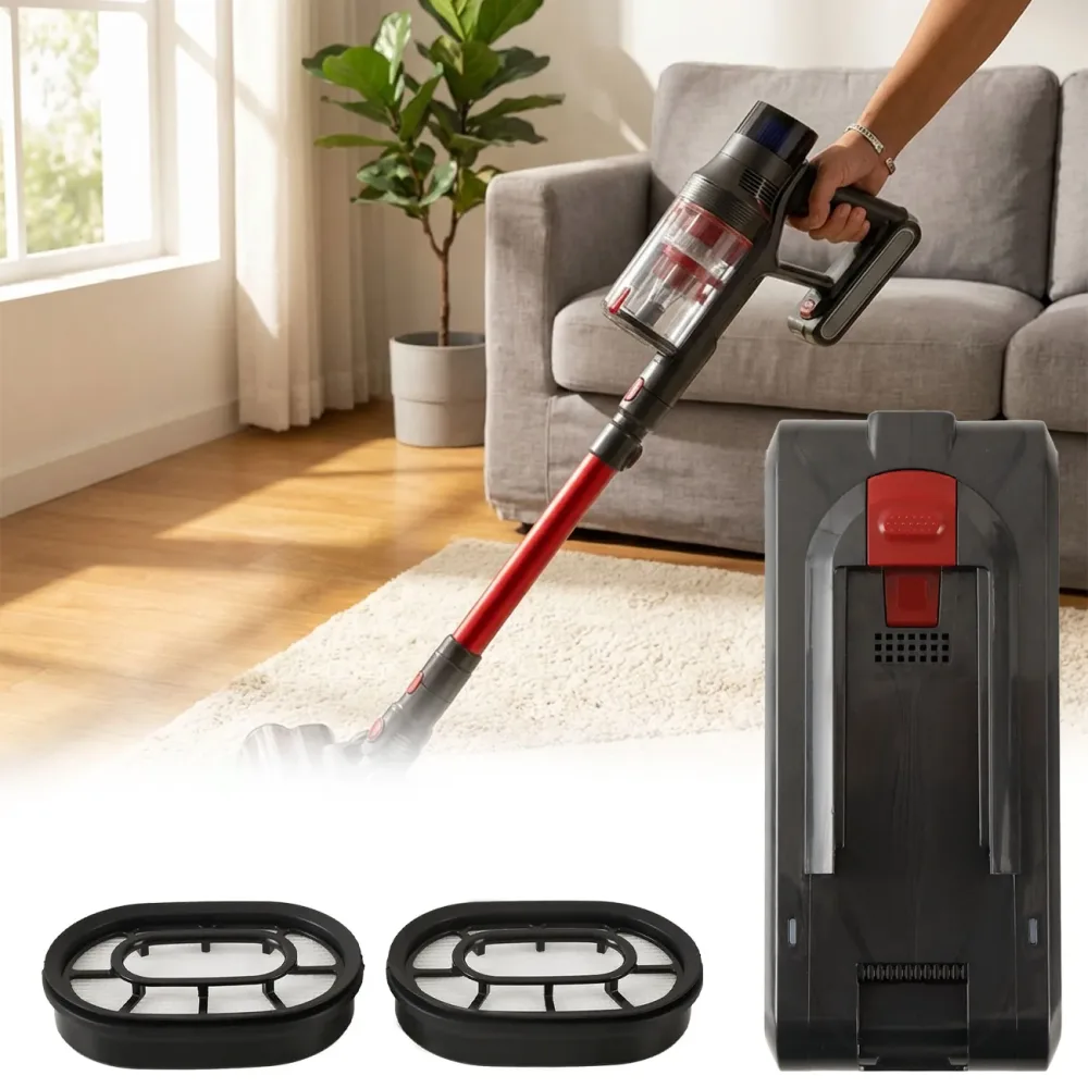 3er-Set Ersatzakku & Ersatzfilter für Zyklon Staubsauger CH11953, 29,5 V / 2200 mAh