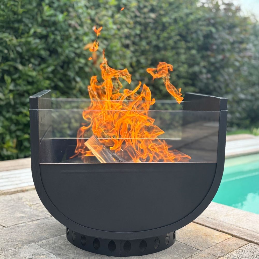 U-Design Feuerstelle, schwarz, 57 x 48 x 61 cm