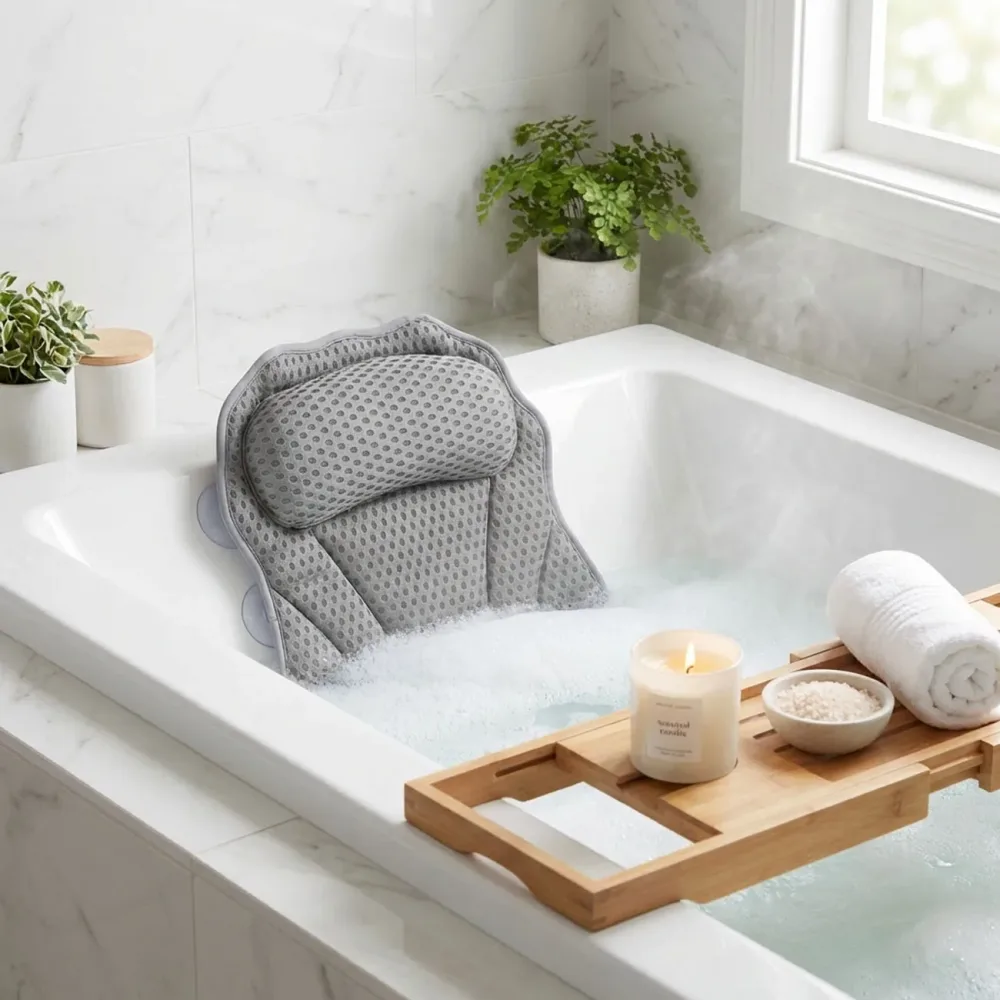Ergonomisches Badewannenkissen mit Saugnäpfen