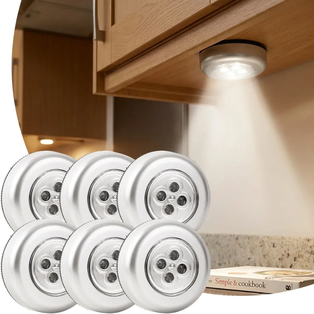 6er-Set LED-Unterbauleuchten, Touch-Control, batteriebetrieben