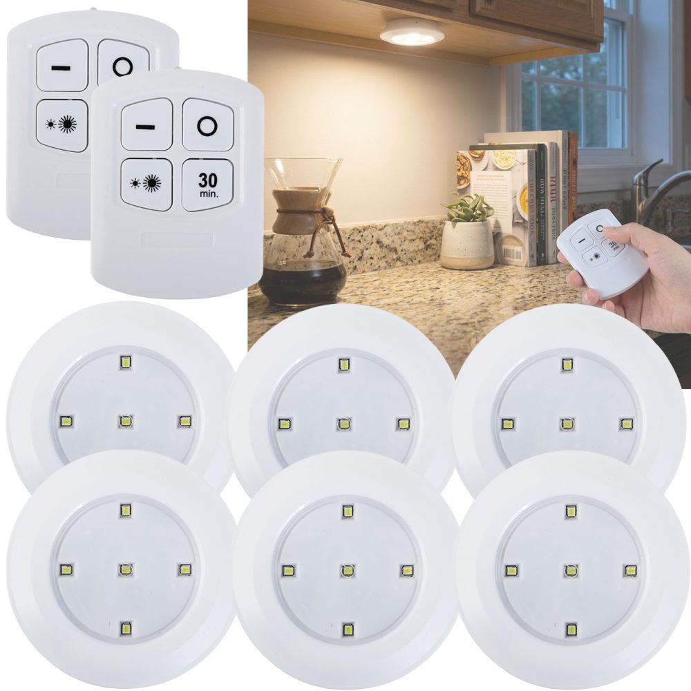 6er-Set LED-Unterbauleuchte mit Fernbedienung, batteriebetrieben