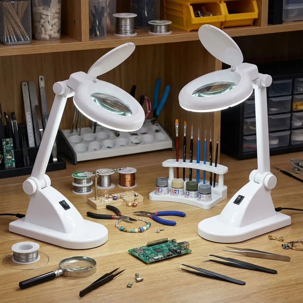 2er-Set Lupenleuchte Linsenstärke: 3 - 12 Dioptrien 6500 K 6 W 400 lm, weiss