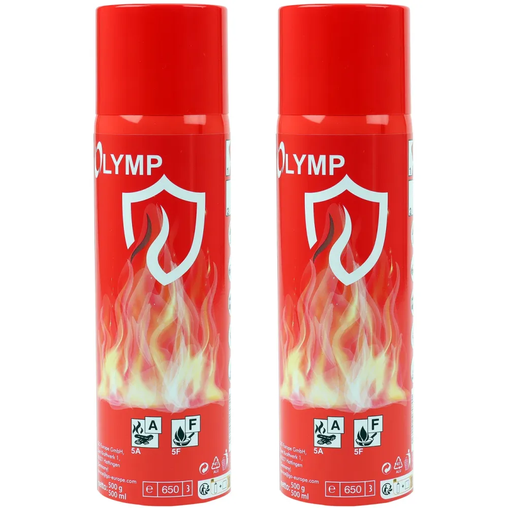 2er-Set OLYMP Feuerlösch-Spray für Küche & Haushalt, 500 ml, wartungsfrei