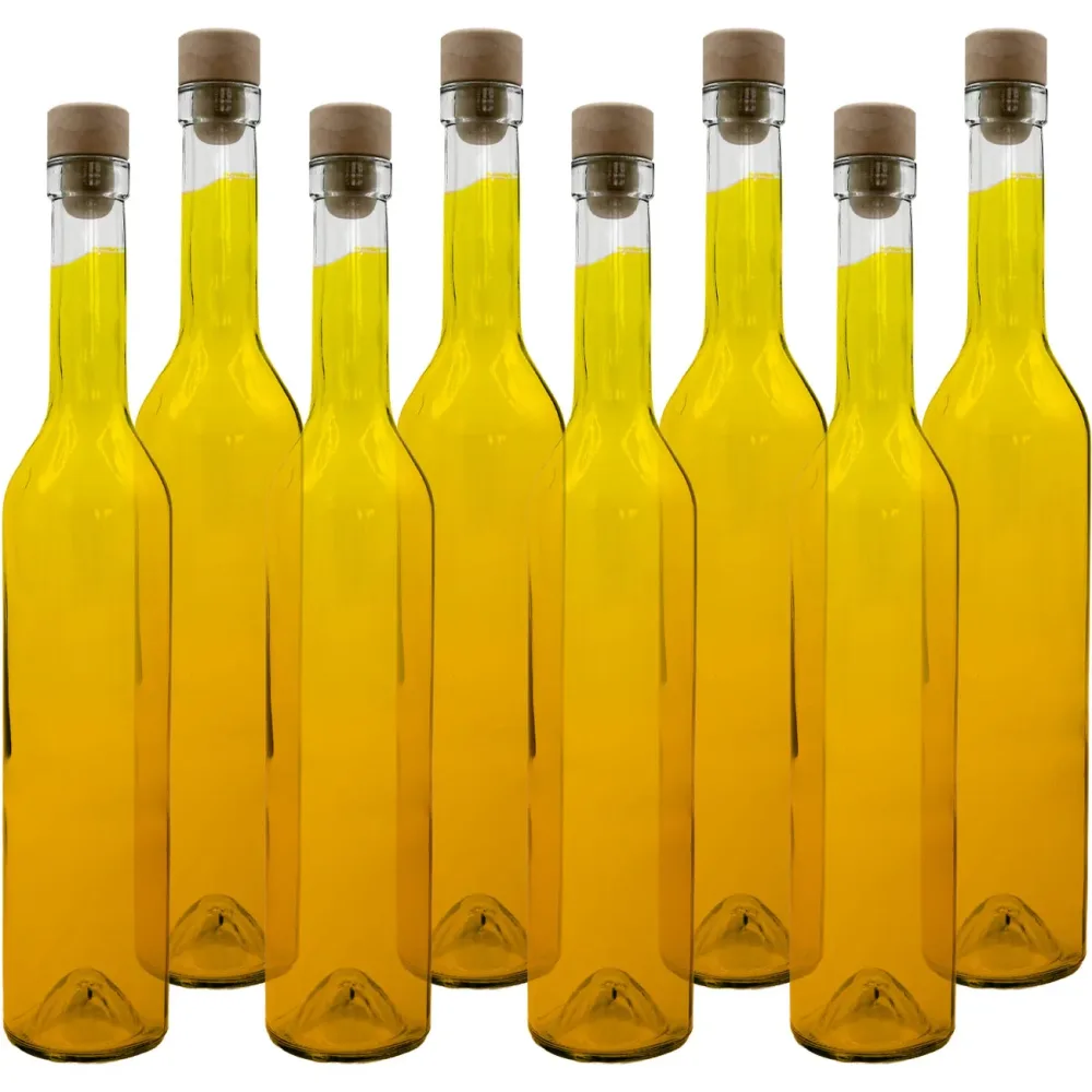 8er-Set Glasflasche mit Korkenverschluss, transparent, 500 ml