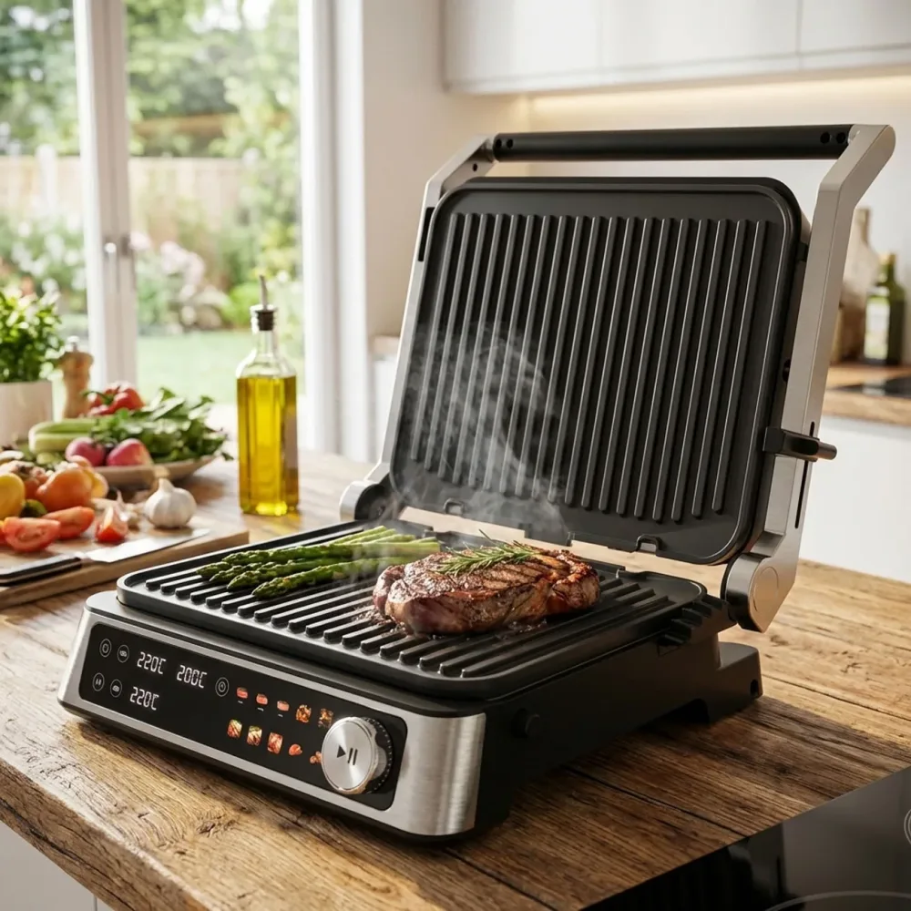 Kontakt-Grill mit Display und 2-Temperaturzonen, 2000W