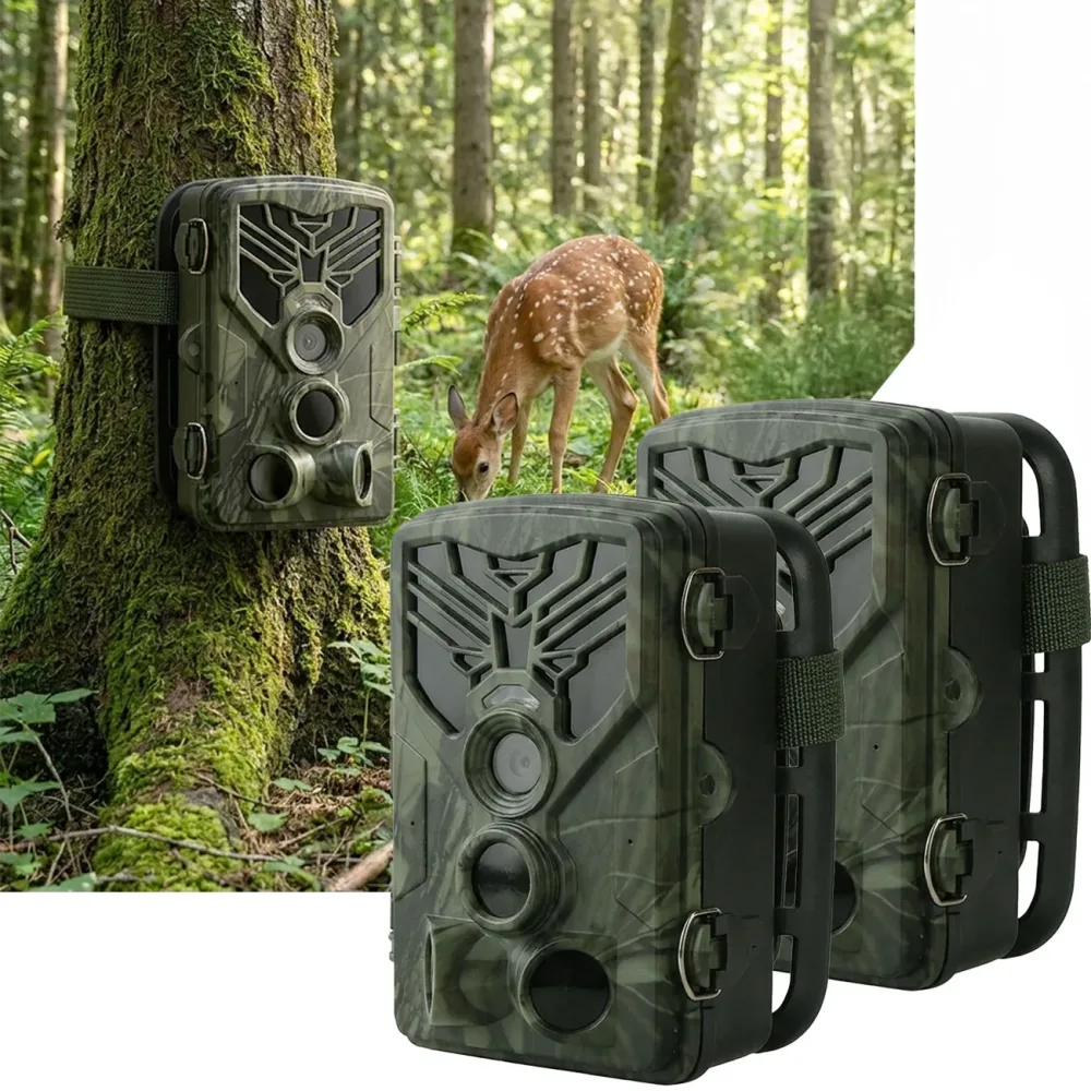 2er-Set 4K-UHD-Wildkamera, App, Nachtsicht, WLAN, PIR, Standby 8 Monate, IP65