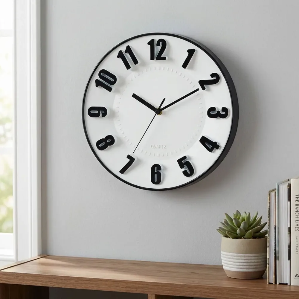 Wanduhr Ø28 x H4,5 cm, schwarz-weiss