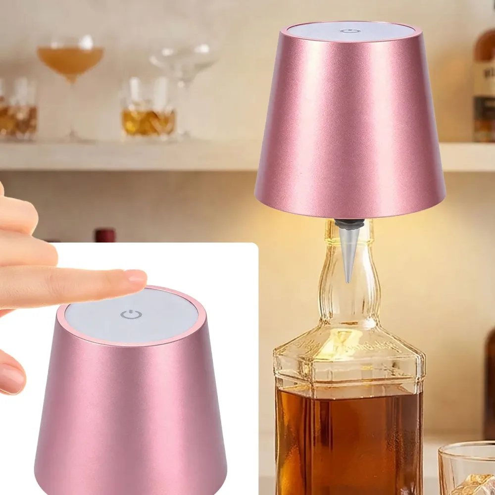 Akku Flaschenleuchte, dimmbar, 3 Lichtfarben, rosegold