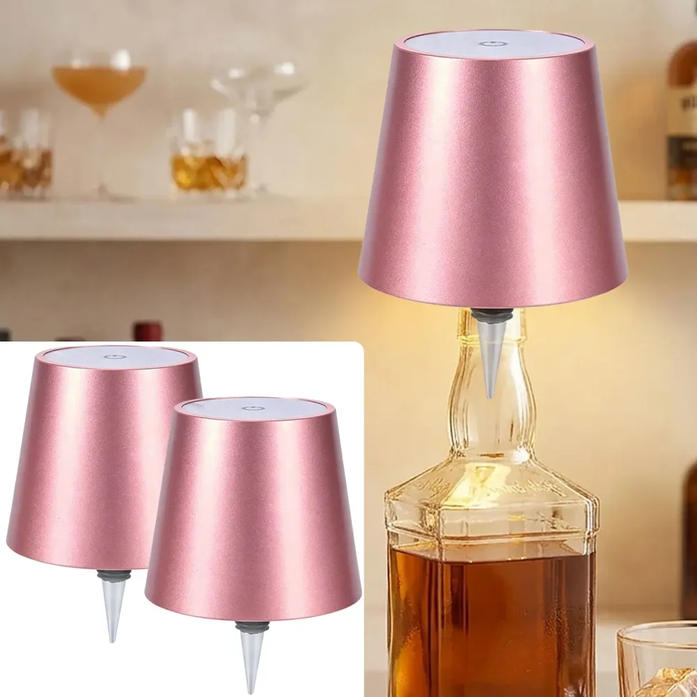 2er-Set Akku Flaschenleuchte, dimmbar, 3 Lichtfarben, rosegold