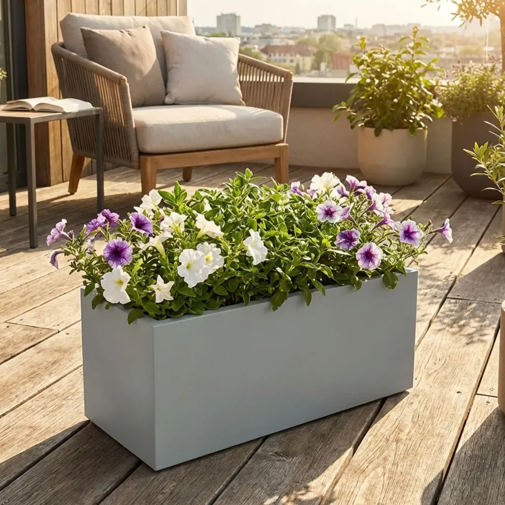 Pflanzkasten 35L aus Kunststoff, 78cm, beton-grau