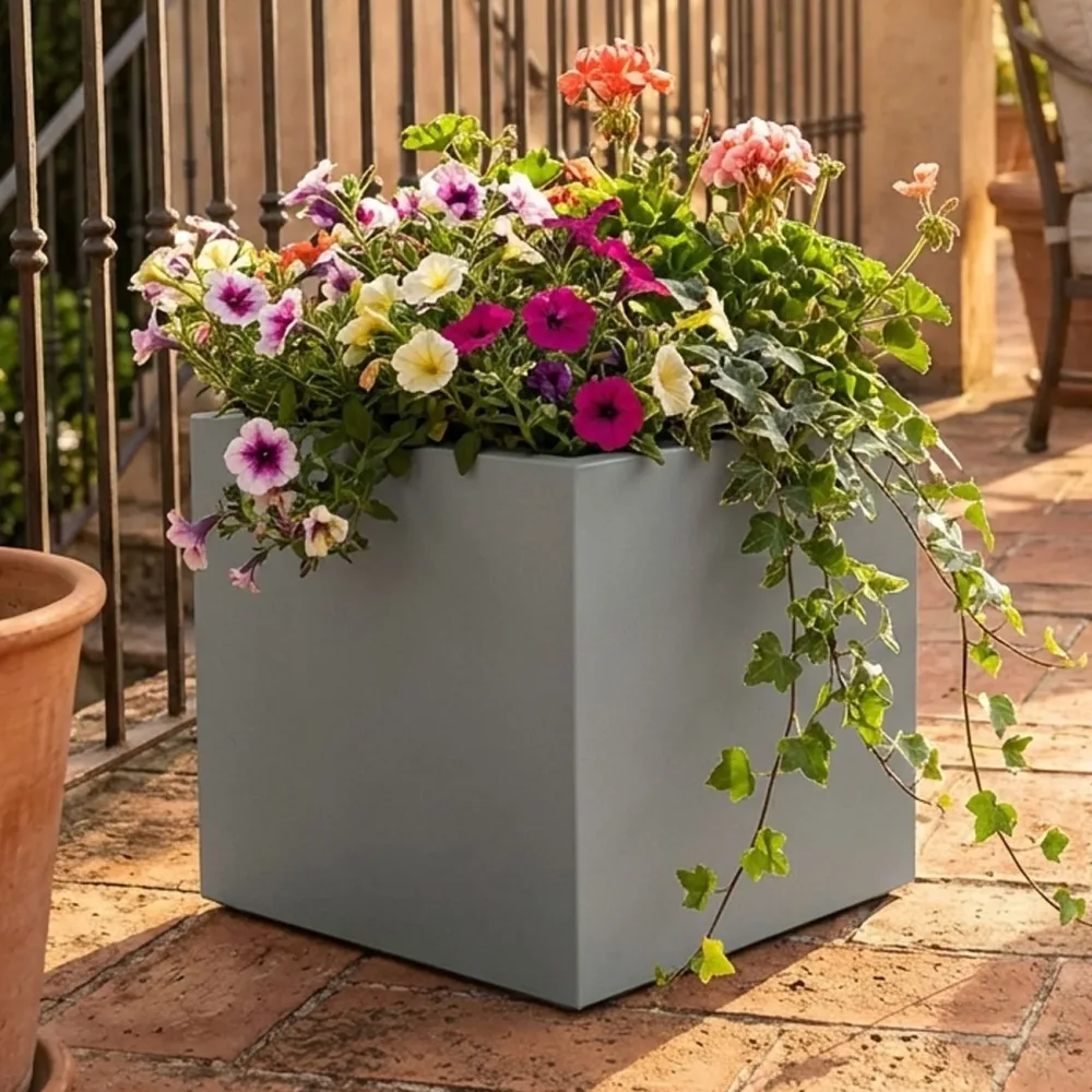 Pflanzkasten 25L aus Kunststoff, 38cm, beton-grau