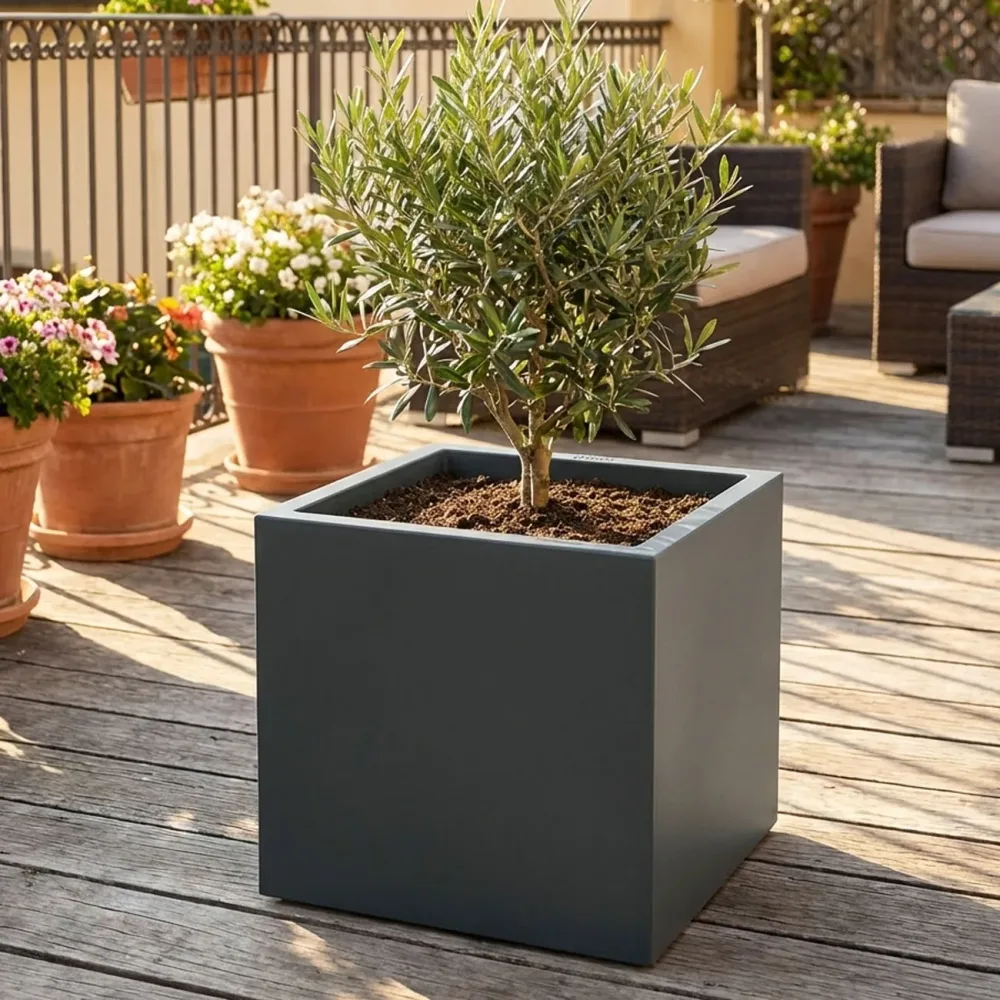 Pflanzkasten 91L aus Kunststoff, 58cm, anthrazit