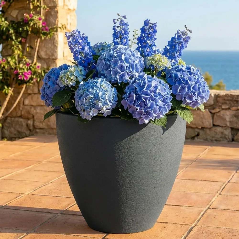 Blumentopf rund, 38cm, graphit