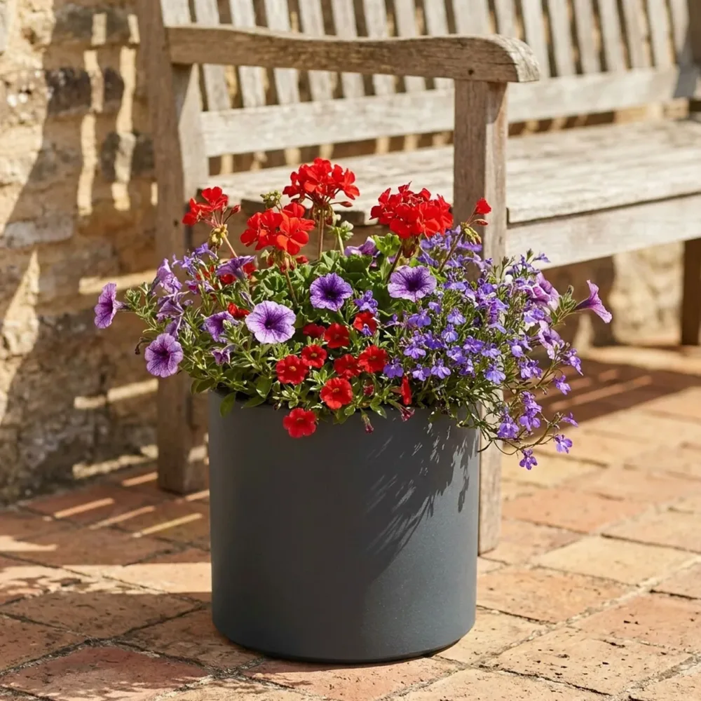 Blumentopf 19L aus Kunststoff, Ø38cm, anthrazit
