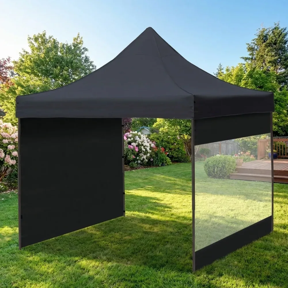 Faltpavillon 3x3m, inkl. 2 Seitenteile, Schwarz
