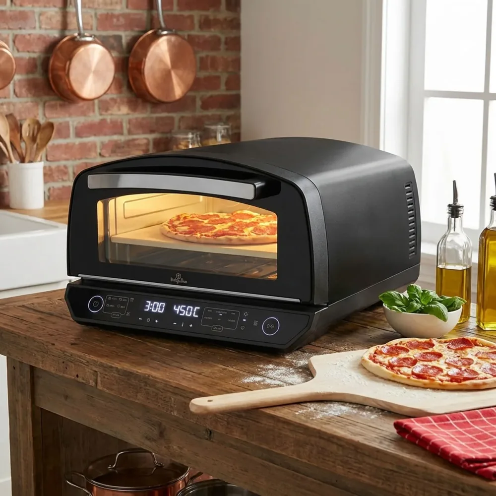 Pizzaofen elektrisch 450°C mit Pizzastein, 2200W