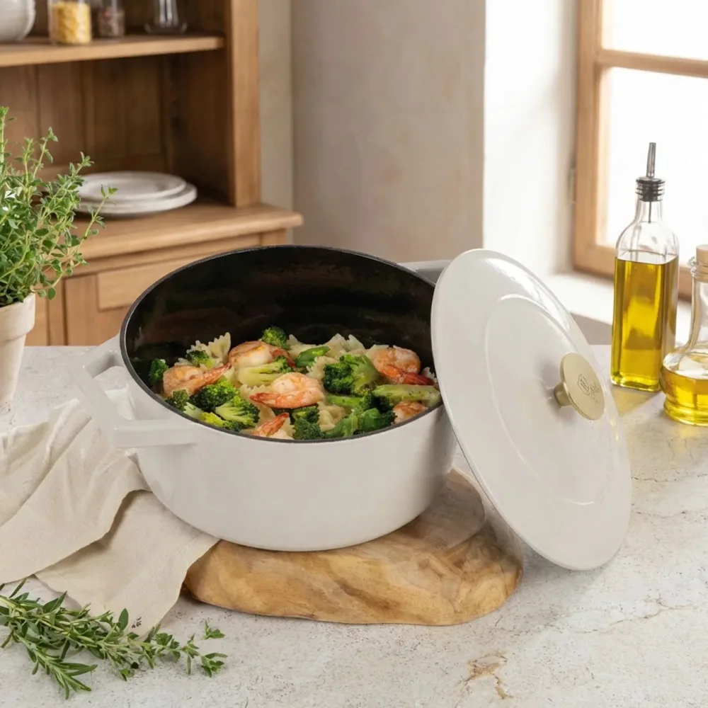 Gusseisen Schmortopf Ø24 cm, 4,35L, creme