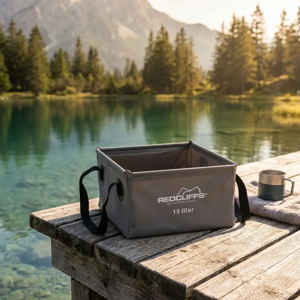 Faltbare Camping Waschwanne 15L, dunkelgrau