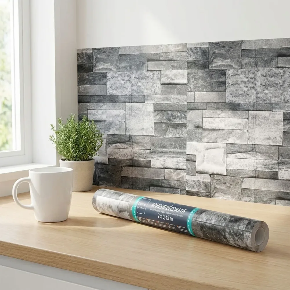 Klebefolie in Backsteinoptik, 45 x 200 cm, grau