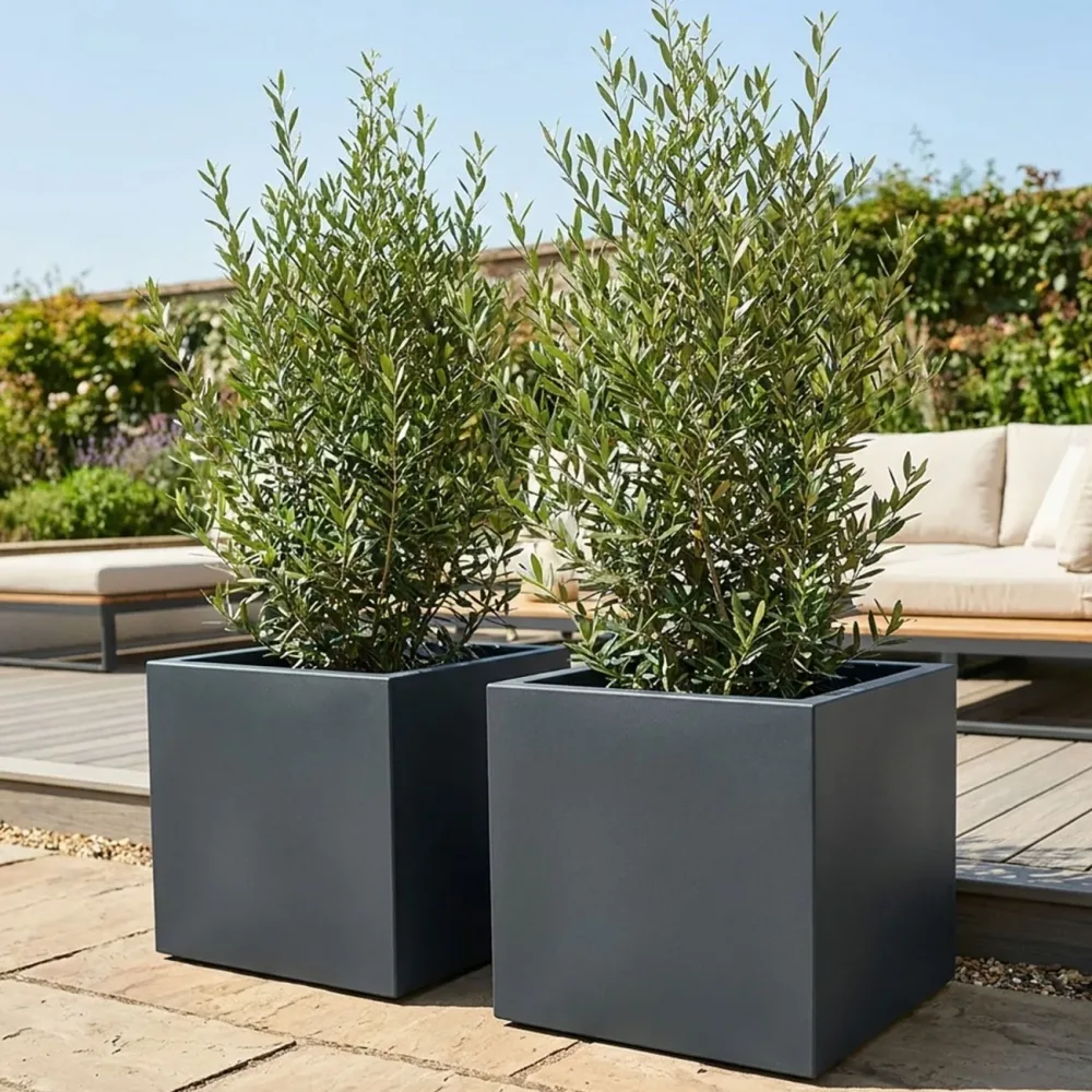 2er-Set Pflanzkasten 91L aus Kunststoff, 58cm, anthrazit