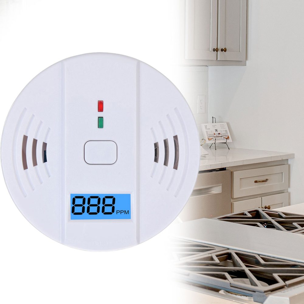 Kohlenmonoxid-Melder mit LCD-Display, 85 dB Alarm, weiss