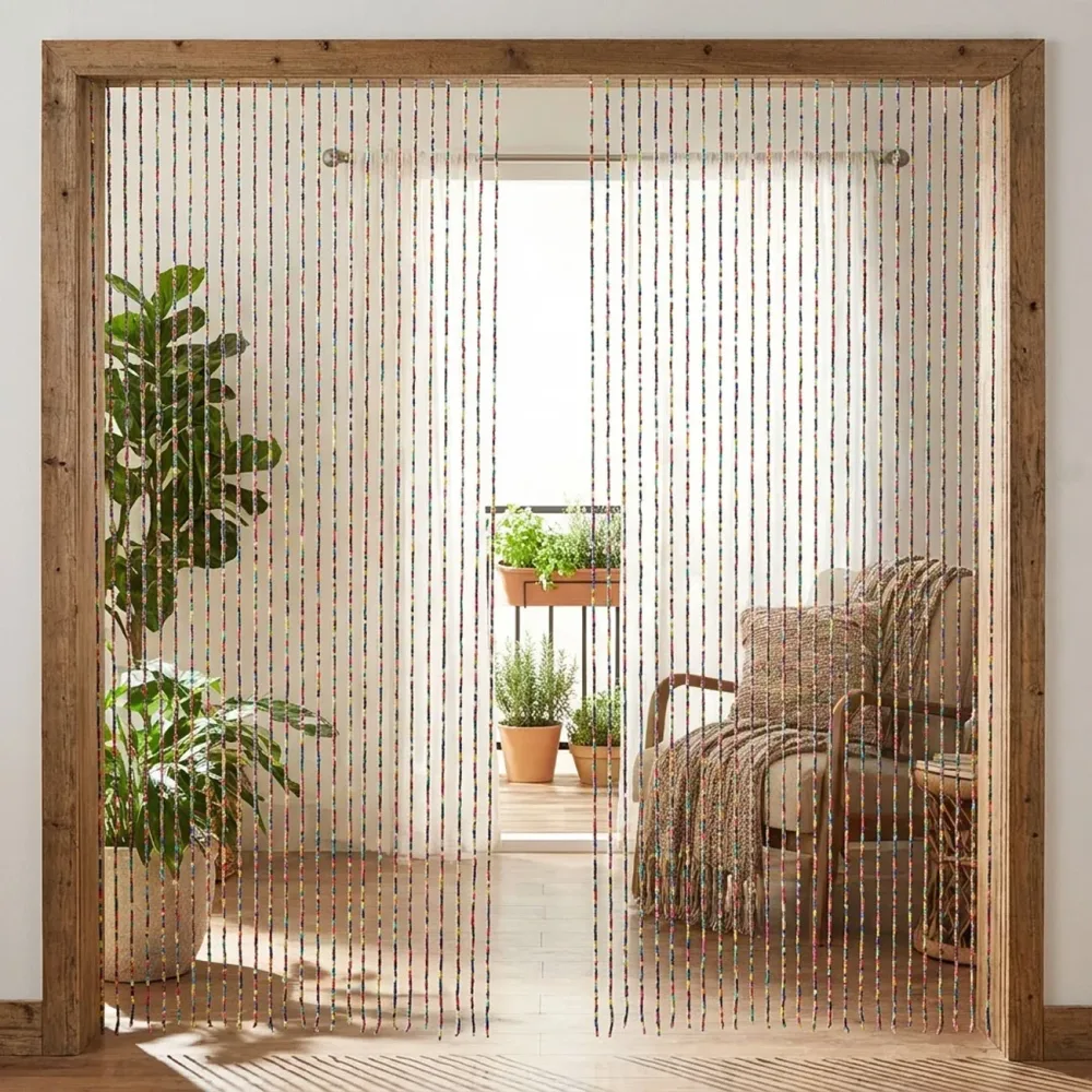 2er-Set Türvorhang 90x180cm, 31 Stränge mit bunten Bambusperlen
