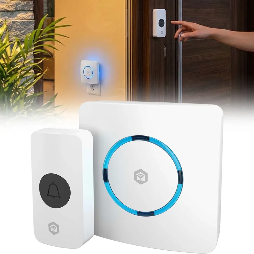 Smarte WLAN Funk Klingel, 100m Reichweite, App, 60 Melodien, weiss