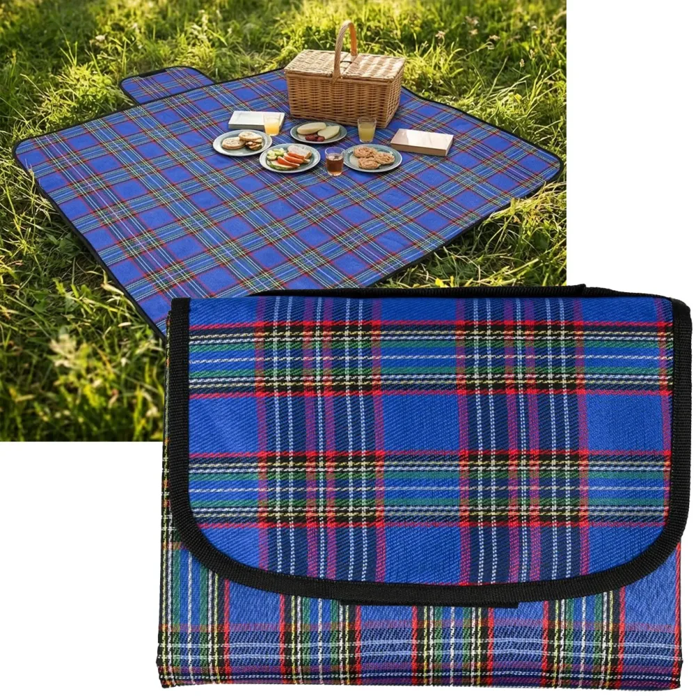 Picknickdecke, blau kariert, 150x130 cm