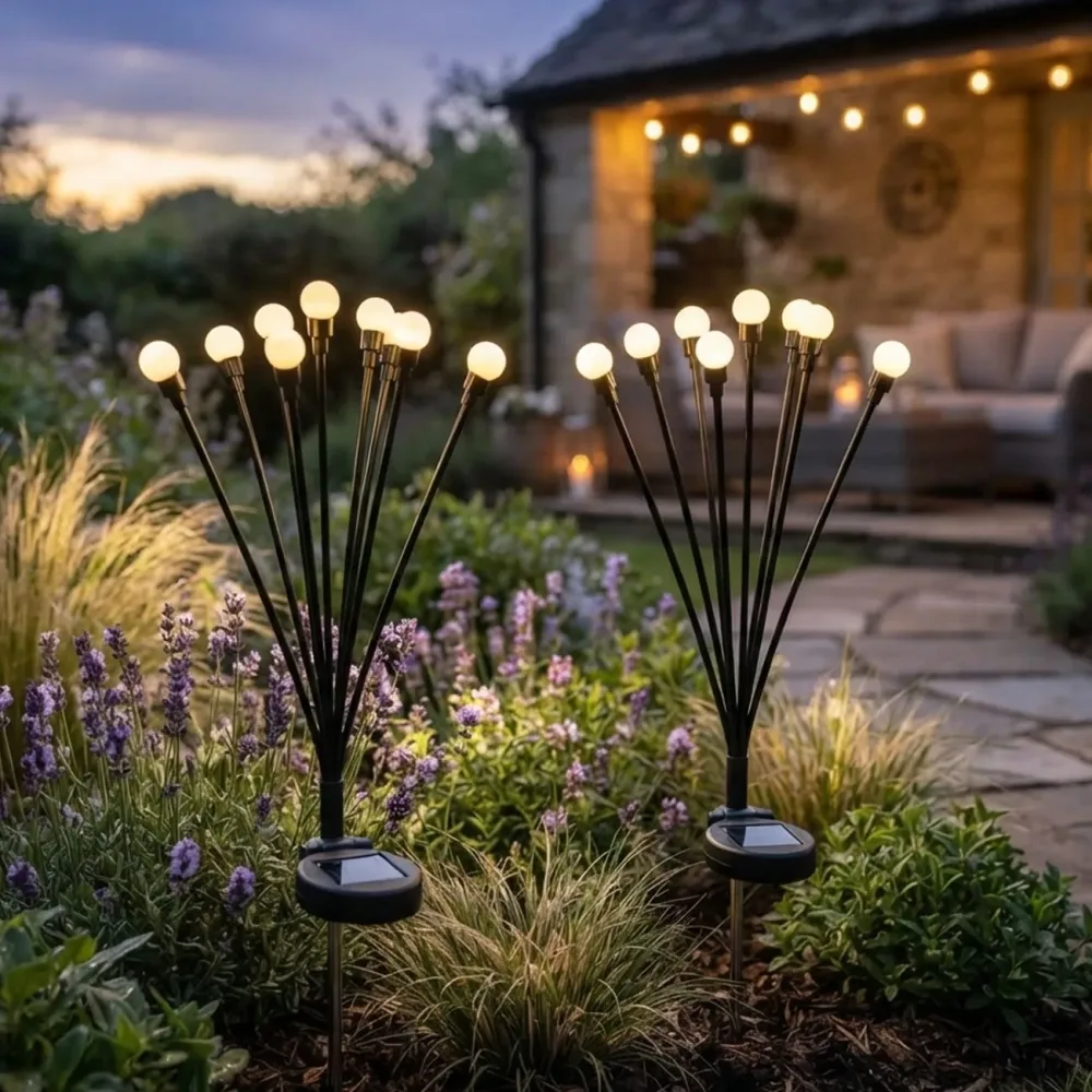 2er-Set Solar Gartenleuchte, 8 LEDs, 65 cm
