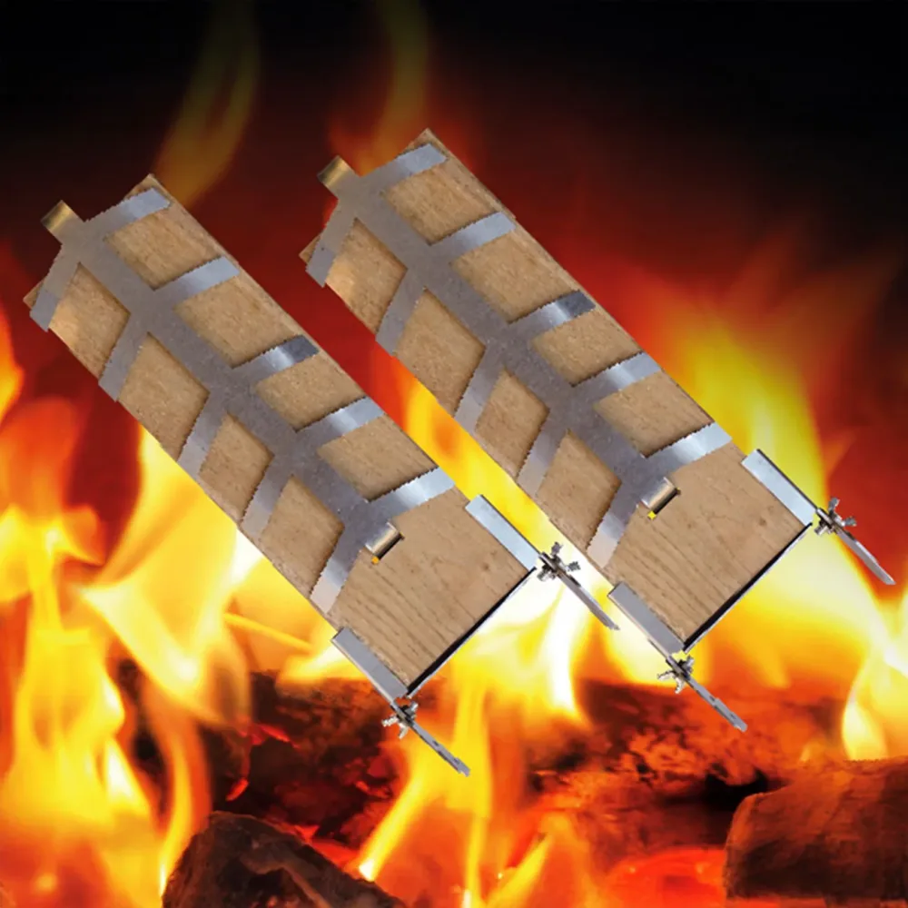 2er-Set Flammlachsbrett mit Edelstahlhalterung