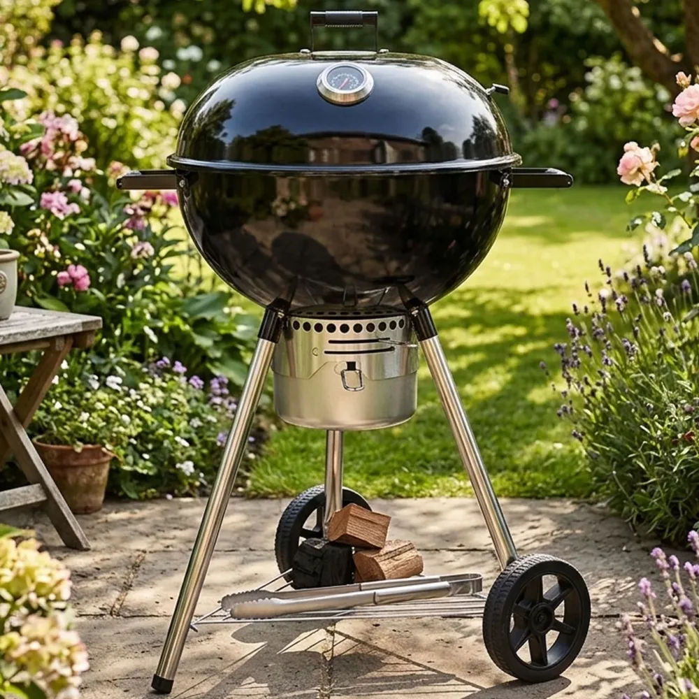 Kugelgrill mit Thermometer, 2 Räder, Ø55 cm, schwarz