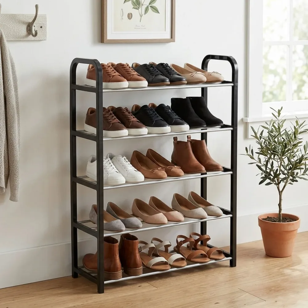 Schuhregal mit 5 Gitter-Ebenen für 15 Paar Schuhe