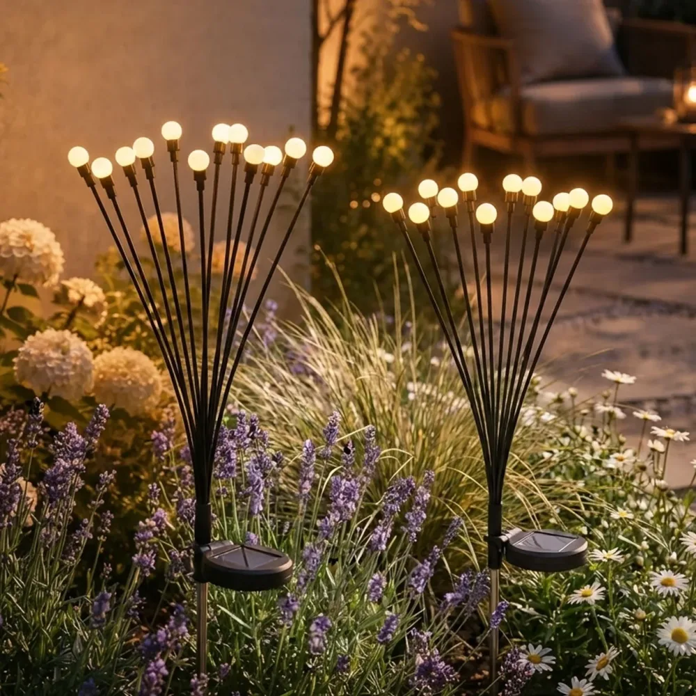 2er-Set Solar Gartenleuchte, 12 LEDs, 65 cm