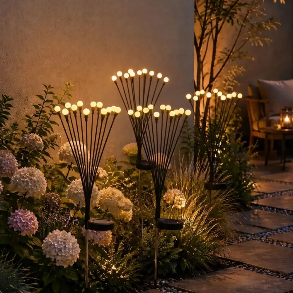 4er-Set Solar Gartenleuchte, 12 LEDs, 65 cm