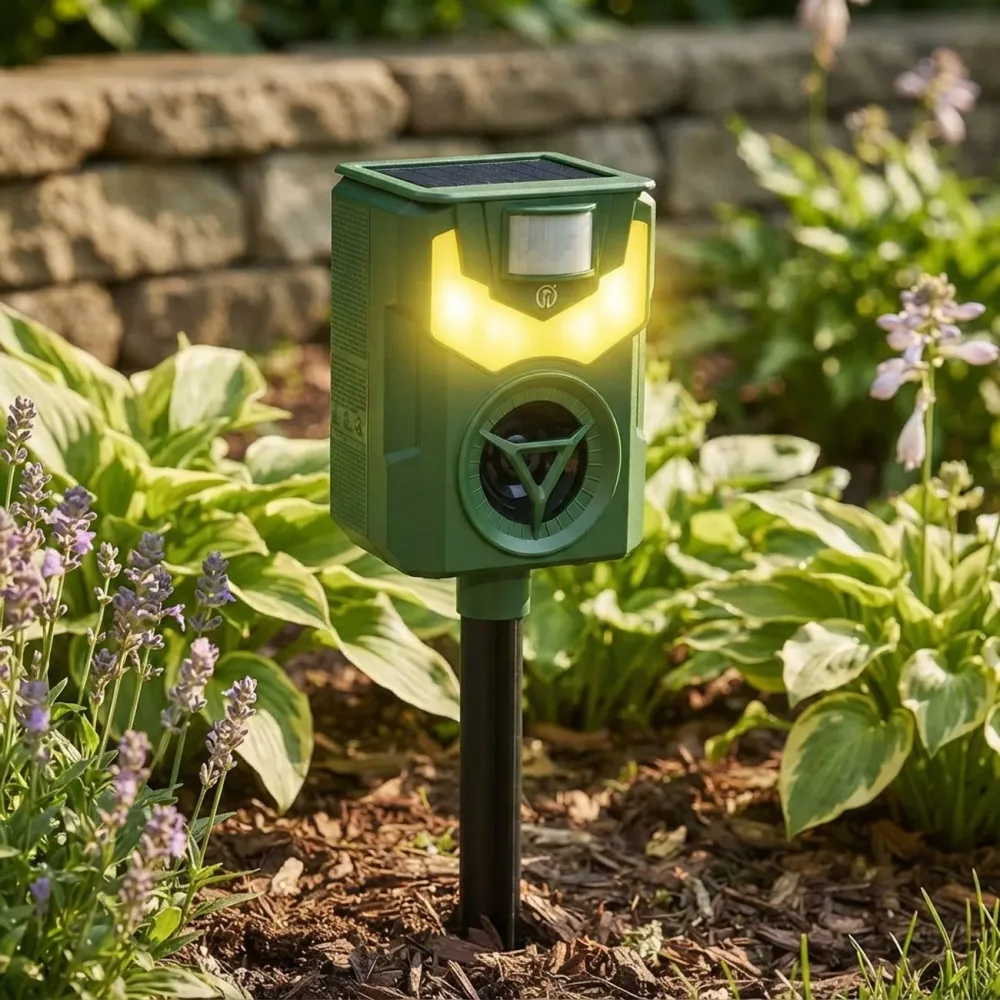 Solar & USB Tiervertreiber mit Ultraschall & Flammenlicht