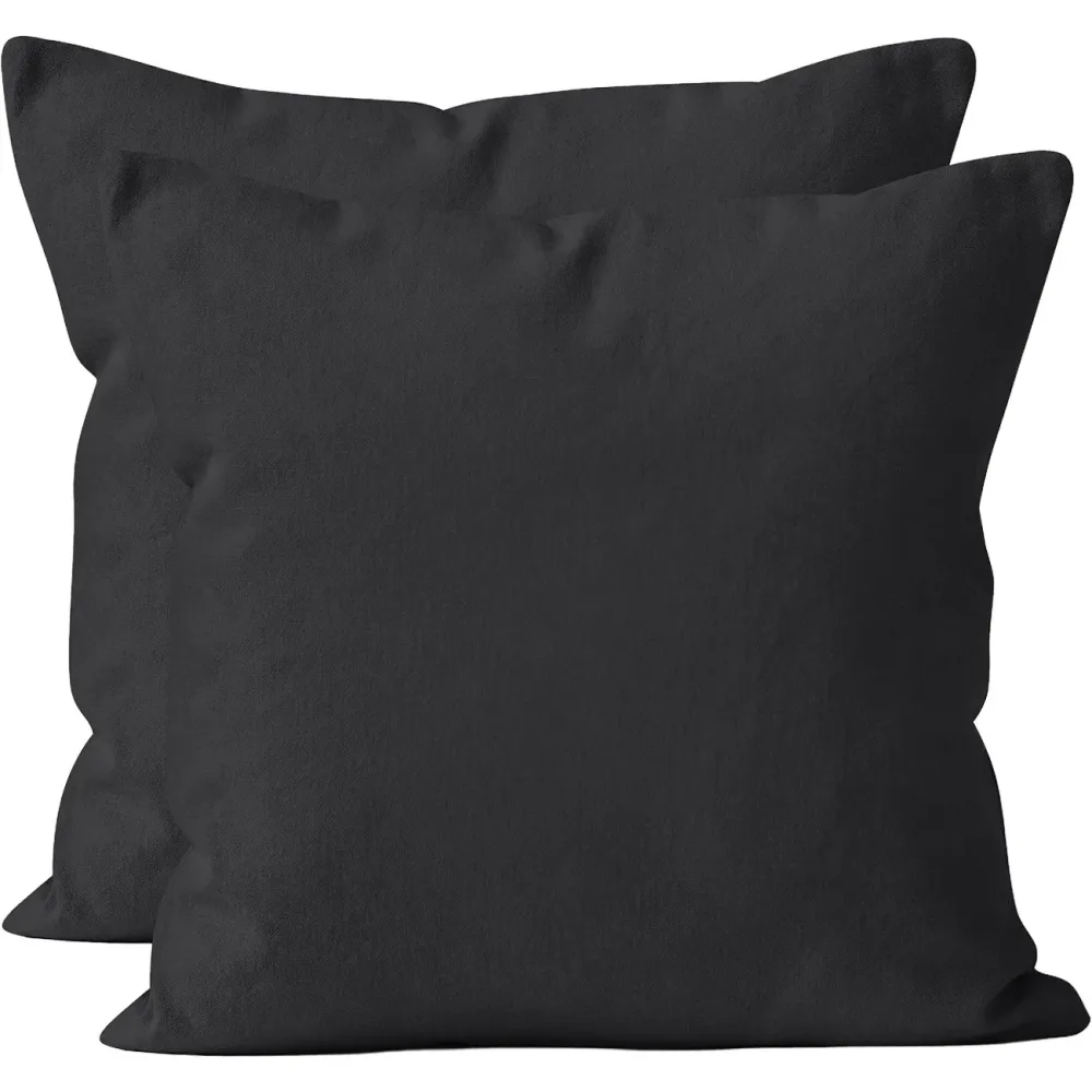 2er-Set Kissenbezug, 100% Baumwolle, 40 x 40 cm, schwarz