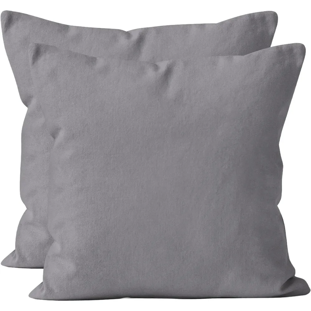 2er-Set Kissenbezug, 100% Baumwolle, 40 x 40 cm, grau