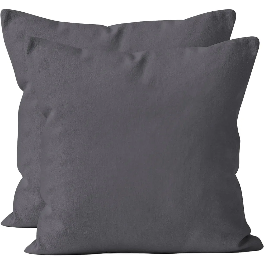 2er-Set Kissenbezug, 100% Baumwolle, 40 x 40 cm, anthrazit