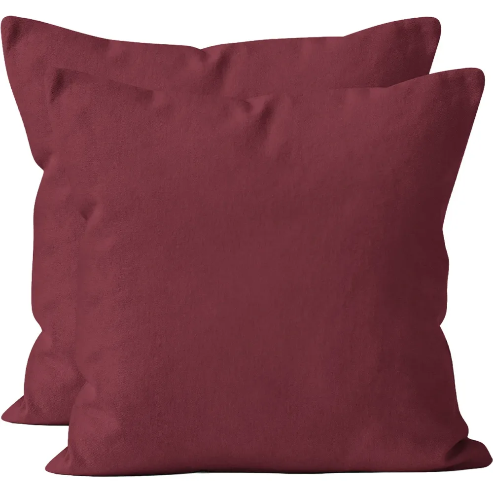 2er-Set Kissenbezug, 100% Baumwolle, 80 x 80 cm, bordeaux