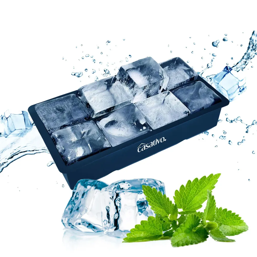 XXL Silikon Eiswürfelform 8-Fach, 5x5 cm, für 1 Liter