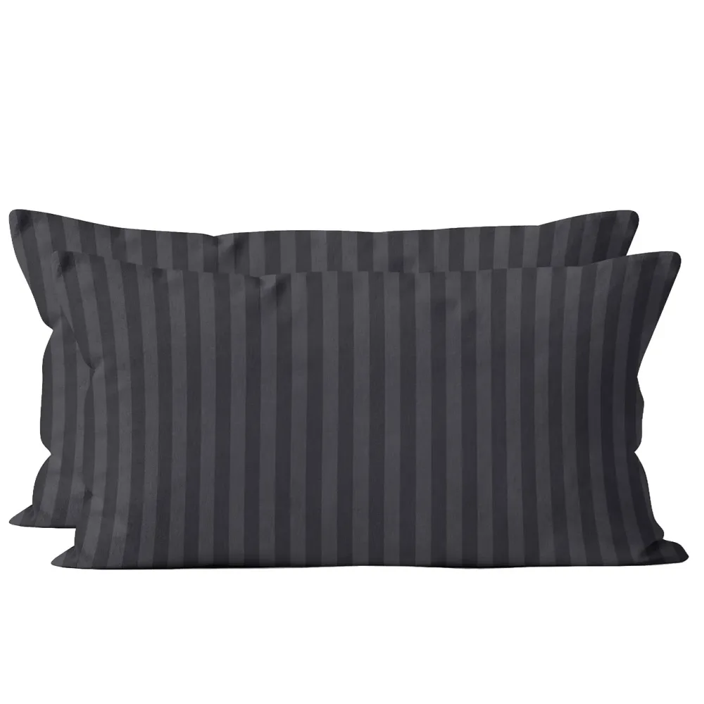 2er-Set Kissenbezug, 100% Mikrofaser, 40 x 80 cm, schwarz