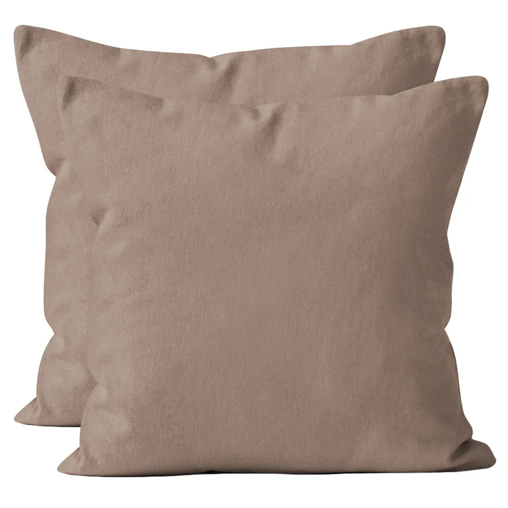 2er-Set Kissenbezug, 100% Mikrofaser, 80 x 80 cm, nougat