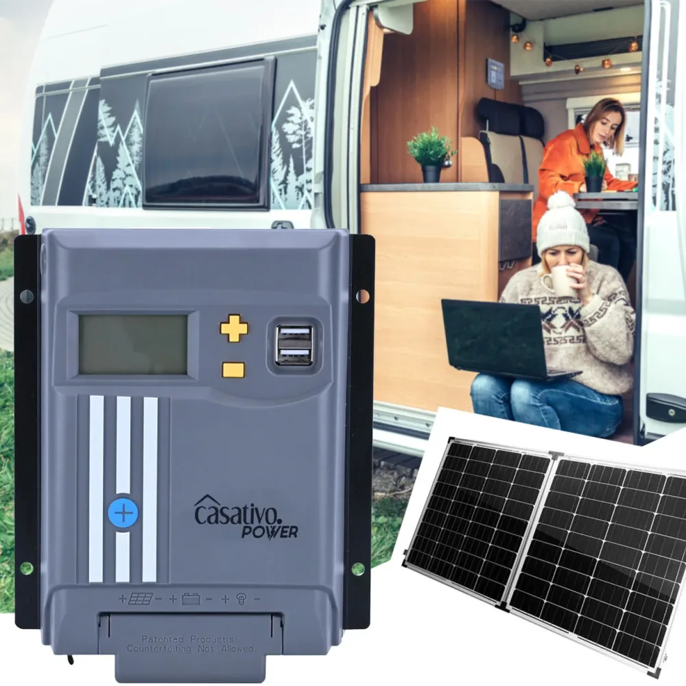 MPPT Solarladeregler für 12/24V Batterie, 20A, inkl. 2 USB-A Ports, LCD-Display