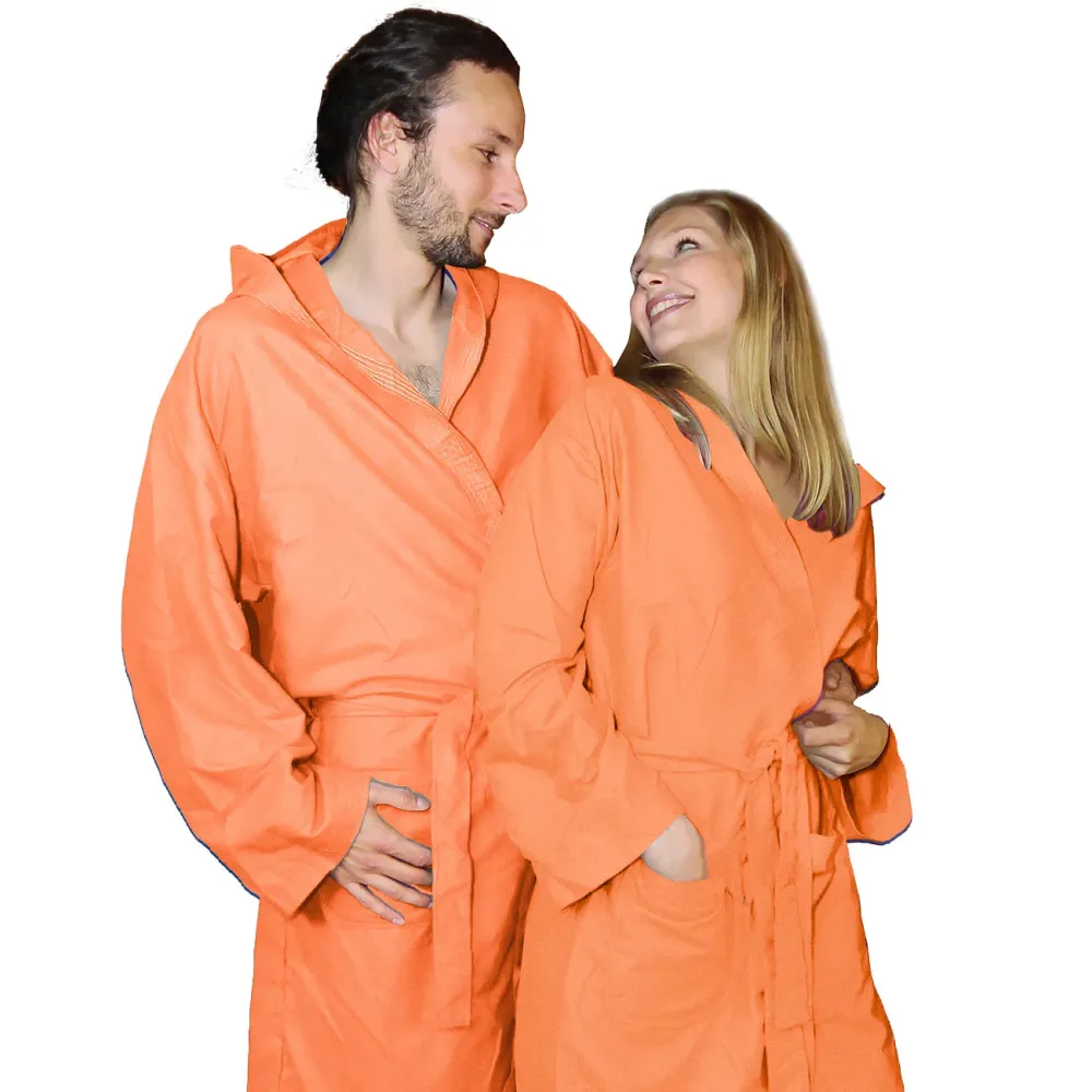 Mikrofaser-Bademantel, 80% Polyester, 20% Polyamid, orange, M